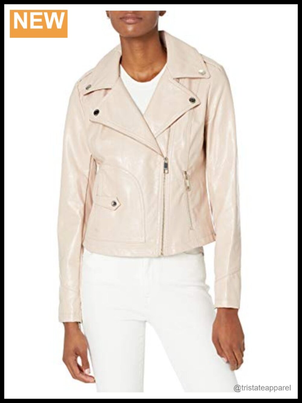 Women's Faux Leather Moto Jacket Snake Embossed Print